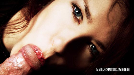 Camille Crimson in Sensual Close-up Blowjob